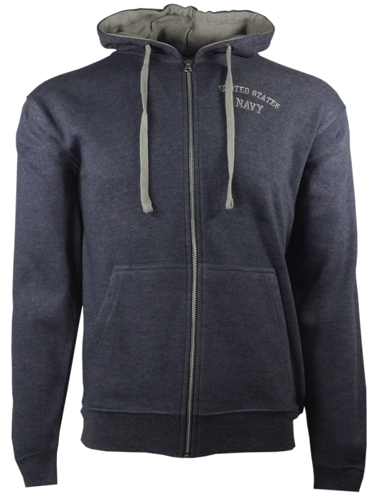 United States Navy on Fleece Zip Up Hoodie