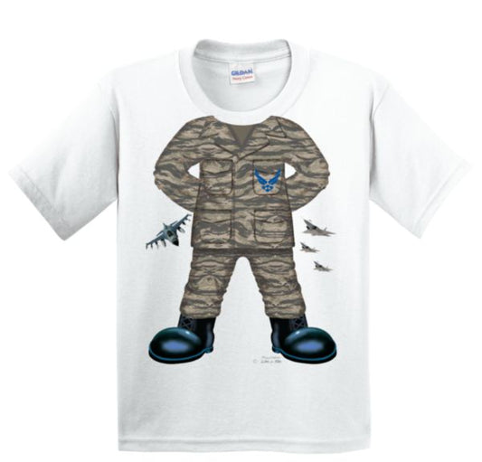 US Air Force Camo Uniform on White Toddler Shirts