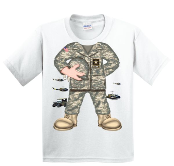 US Army Camo Uniform on White Toddler Shirts