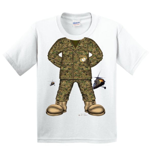 US Marine Corps Camo Uniform on White Toddler Shirts
