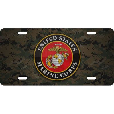US Marine Corps USMC Crest Camoflauge License Plate