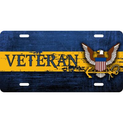 US Navy Veteran Distressed License Plate