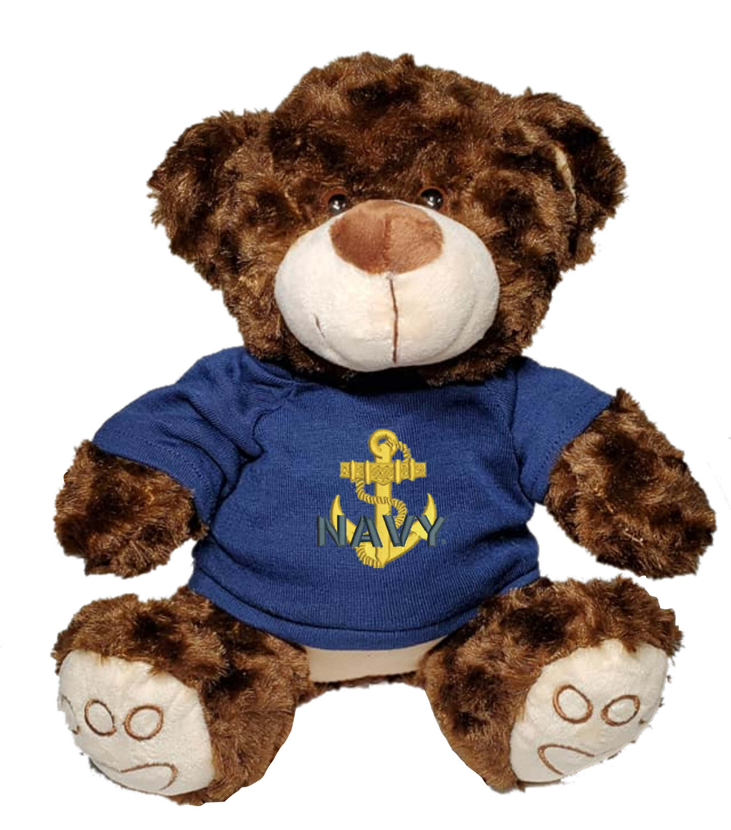 U.S. Navy Anchor Shirt on 10" Plush Dark Brown Bear