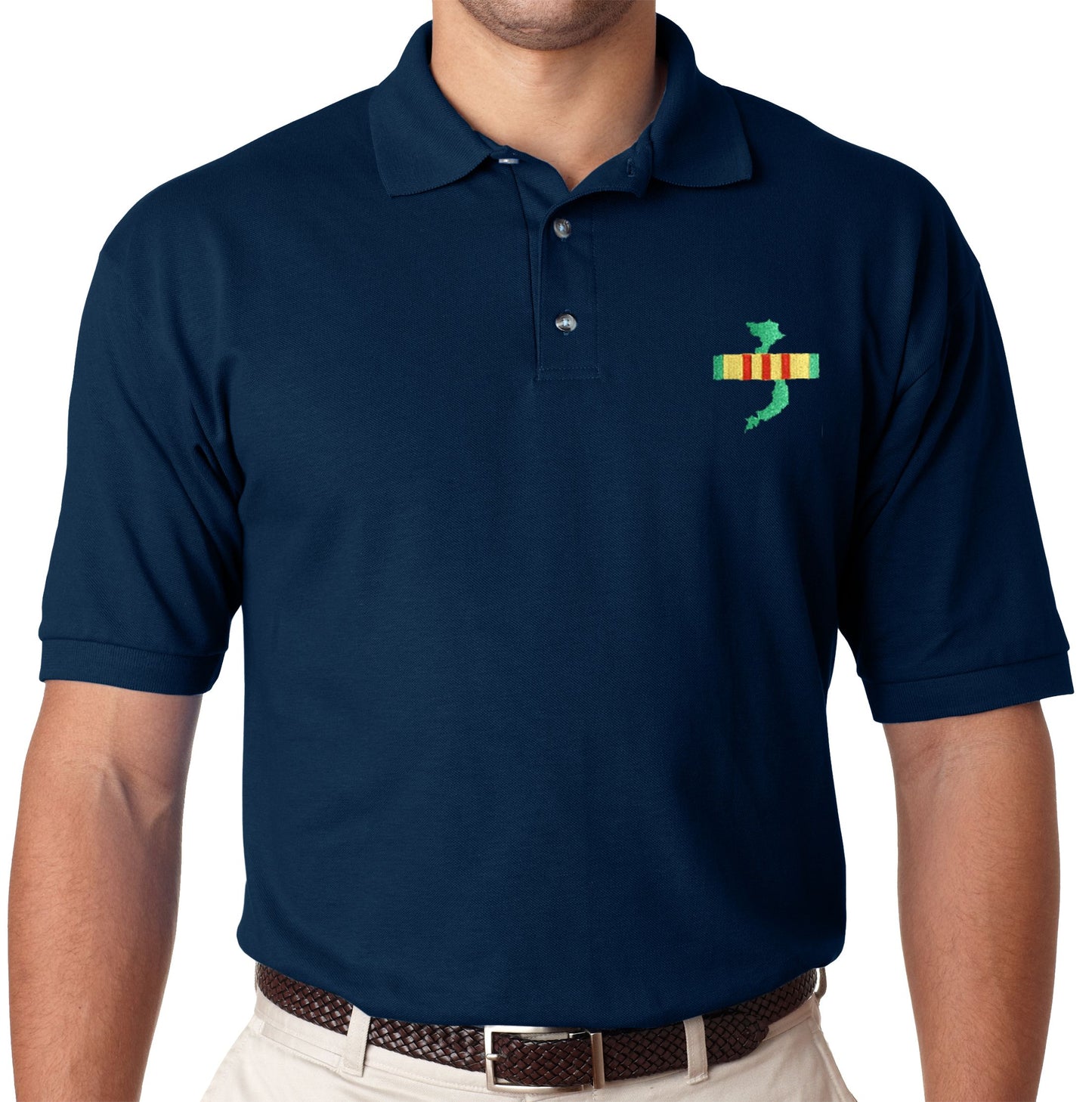Vietnam Veteran Campaign Ribbon with Map on Polo Shirt