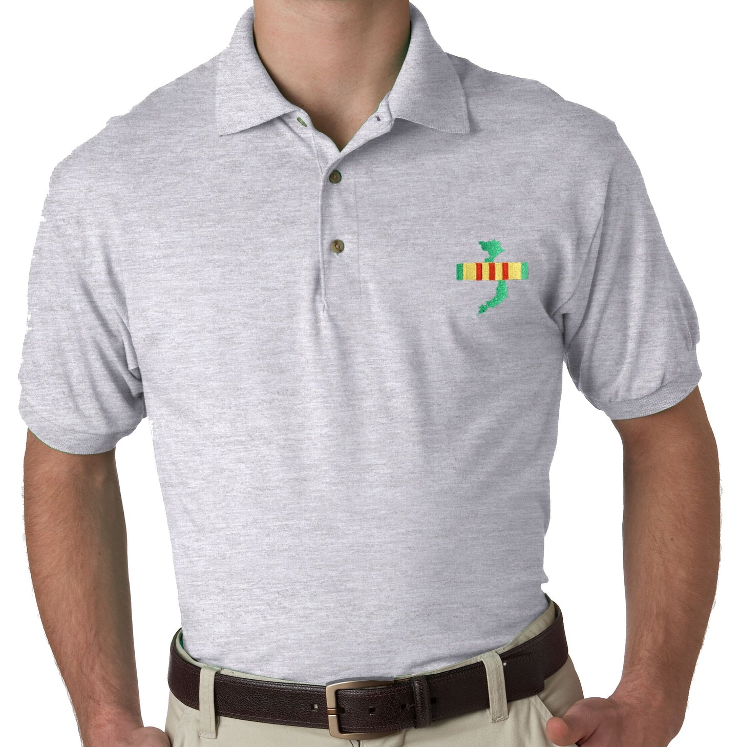 Vietnam Veteran Campaign Ribbon with Map on Polo Shirt