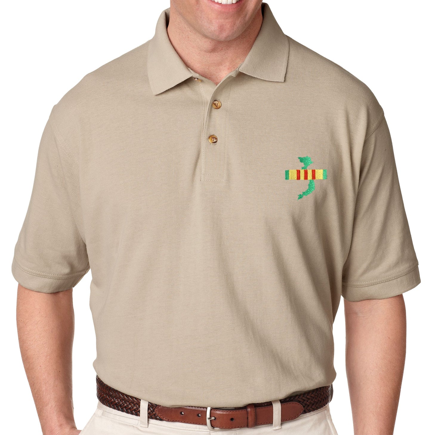 Vietnam Veteran Campaign Ribbon with Map on Polo Shirt