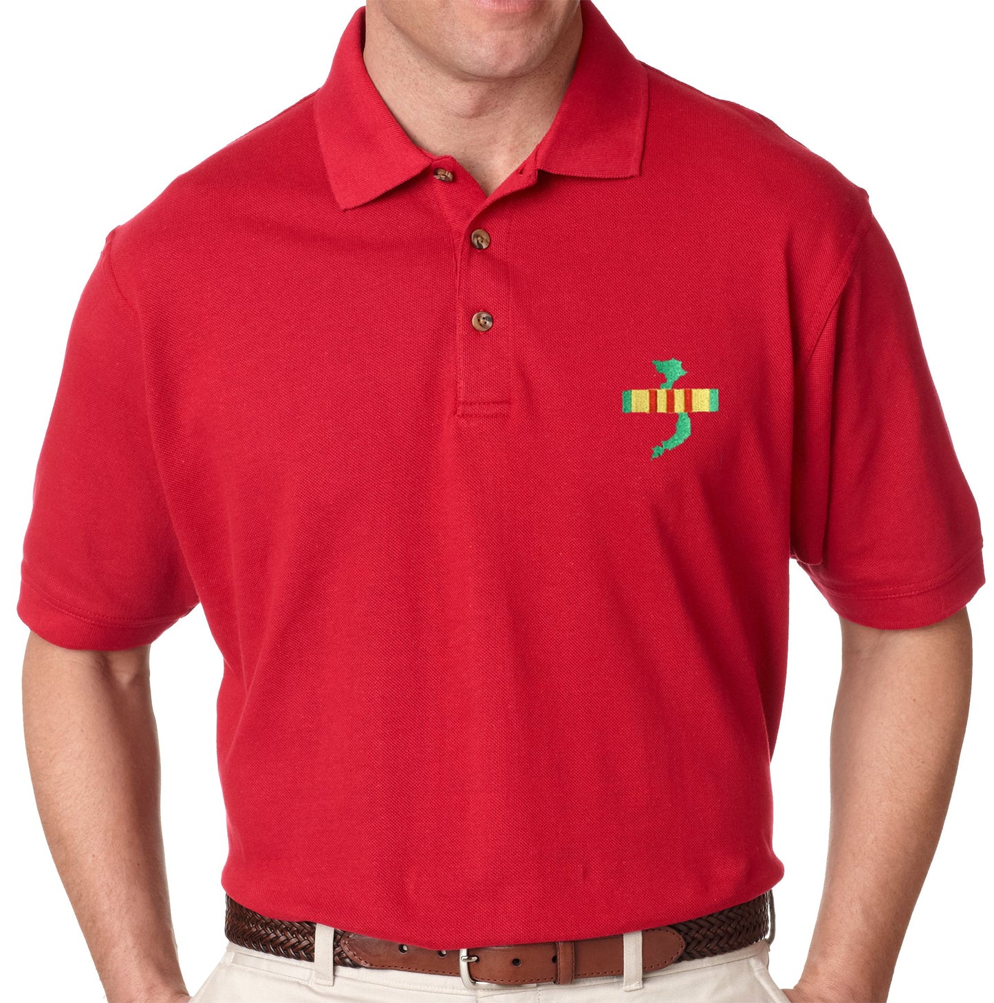 Vietnam Veteran Campaign Ribbon with Map on Polo Shirt
