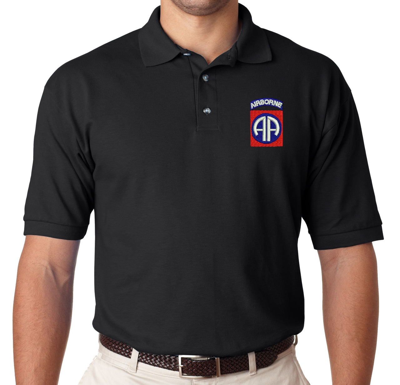 82nd Airborne Crest Black Polo shirt