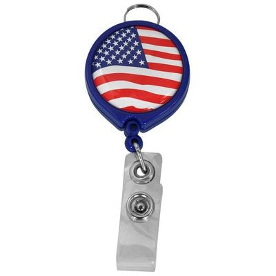 USA Flag Retractable Badge Holder
