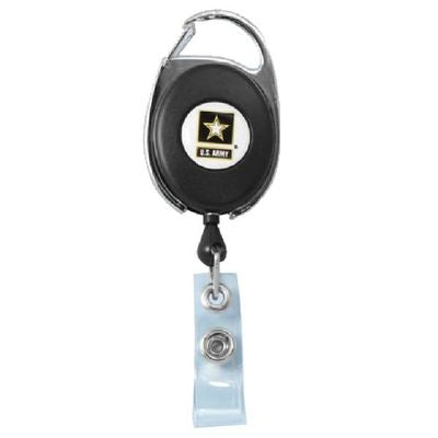 US Army Retractable Badge Holder with Carabiner Clip