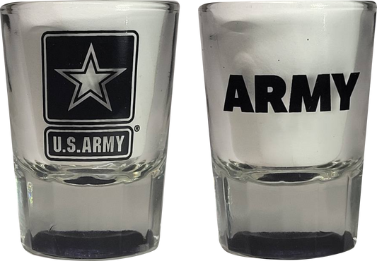 US Army on 2 oz Clear Fluted Shot Glass