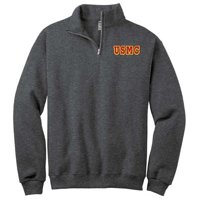 USMC 1/4 Zip Fleece Sweatshirt - Black Heather