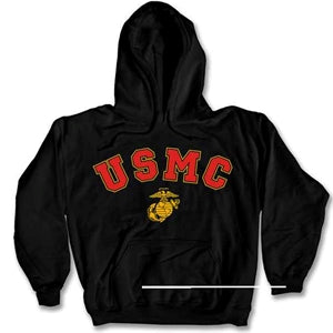 USMC Hoodie Sweatshirt - Black
