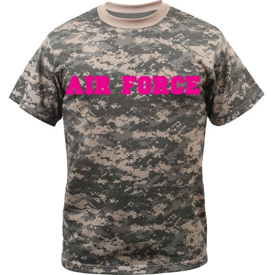 Air Force Block Letters Pink Imprint on ACU T Shirt