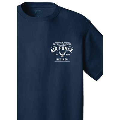 US Air Force Retired Left Chest Blue T-Shirt