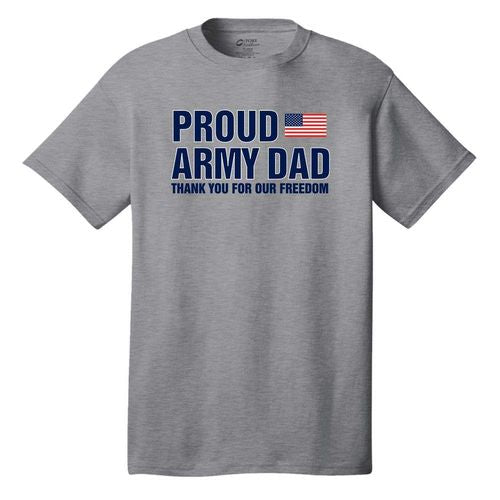 Proud Army Dad American Flag Grey T-Shirt