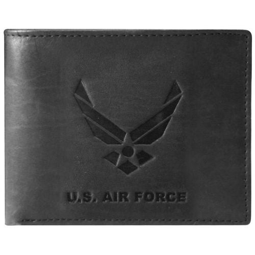 US Air Force USAF Bifold Embossed Black or Brown Wallet