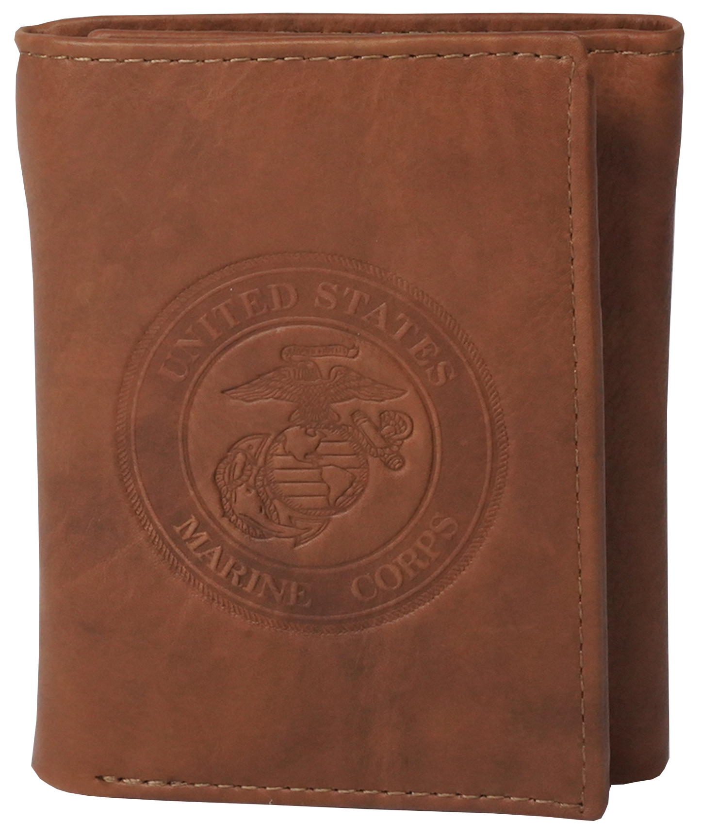 Eagle, Globe and Anchor Embossed on 100% Leather Trifold Wallet