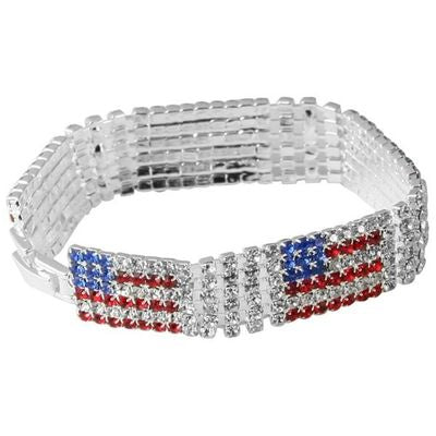 USA Flag Austrian Crystal Clasp Bracelet